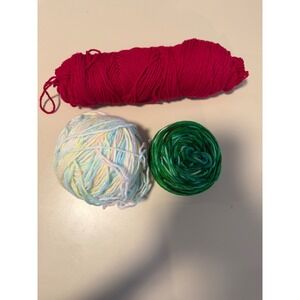 Mixed Yarn Lot Bundle Magenta Pink Green Variegated Pastel Multi Color Crafting